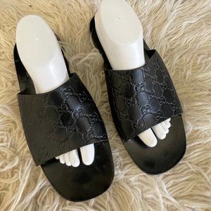 Gucci Leather GG Slide Sandals